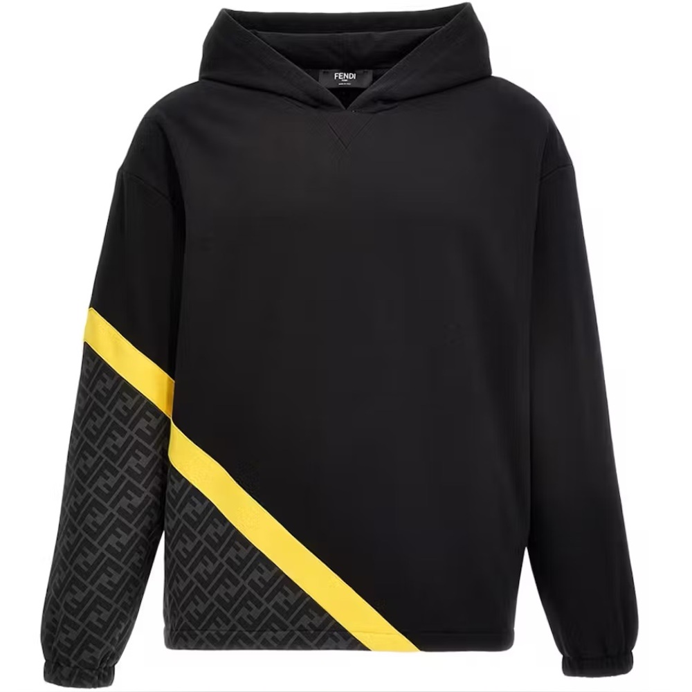 Fendi NWT Diagonal monogram Black Geometric Sweatshirt Hoodie